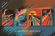 Grunge Spaceship Posters. Retro Art., a Decorative Illustration by KENO Mascots (Thumbnail 3 of 6)