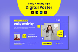 Daily Activity Tips Digital Poster, a Templates & Theme by Rahardi Creative
