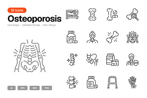 Osteoporosis Icon Set, an Outline Icon by Eklip Studio