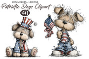 Whimsical Patriotic Dogs Clipart, an Animal Illustration by designcity5 (Thumbnail 1 of 5)