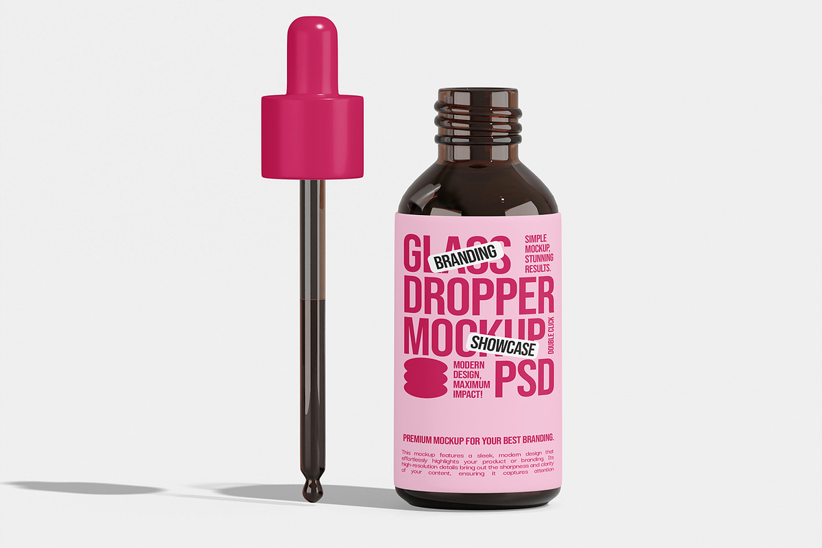 Glass Dropper Bottle Mockup, a Packaging Mockup by Unerispace (Photo 4 of 4)