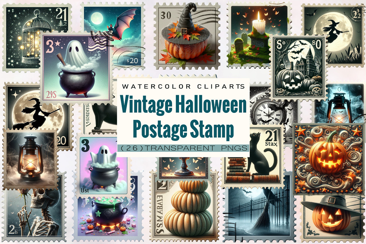 Vintage Halloween Postage Stamp Bund, an Illustration by SVGArt (Photo 1 of 8)