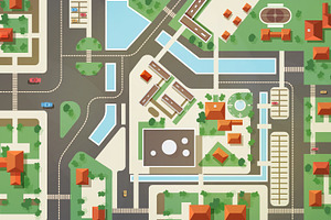 Town Top View Illustration