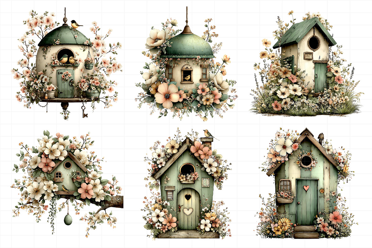 Whimsical Spring Birdhouse Clipart, an Illustration by Daily.Designs (Photo 3 of 8)