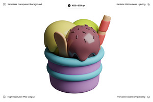 Colorful Dessert Cup with Toppings 3, an Object 3D Model by Wencory