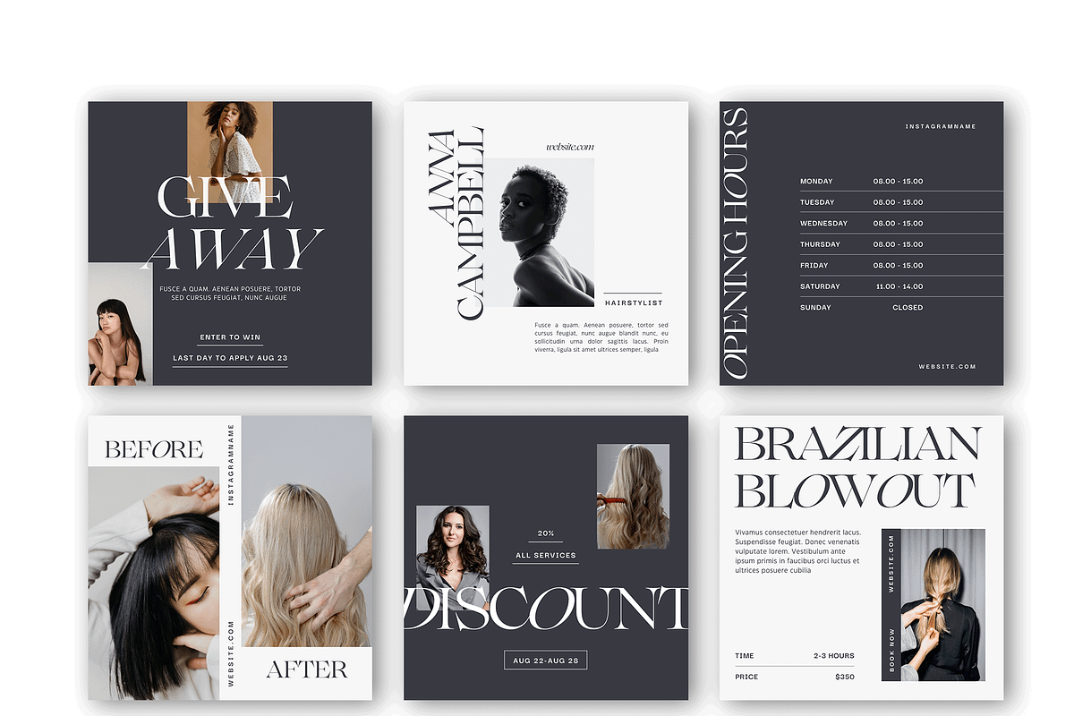 Salon Instagram Templates, a Social Media Template by Kseniia_Design (Photo 3 of 9)