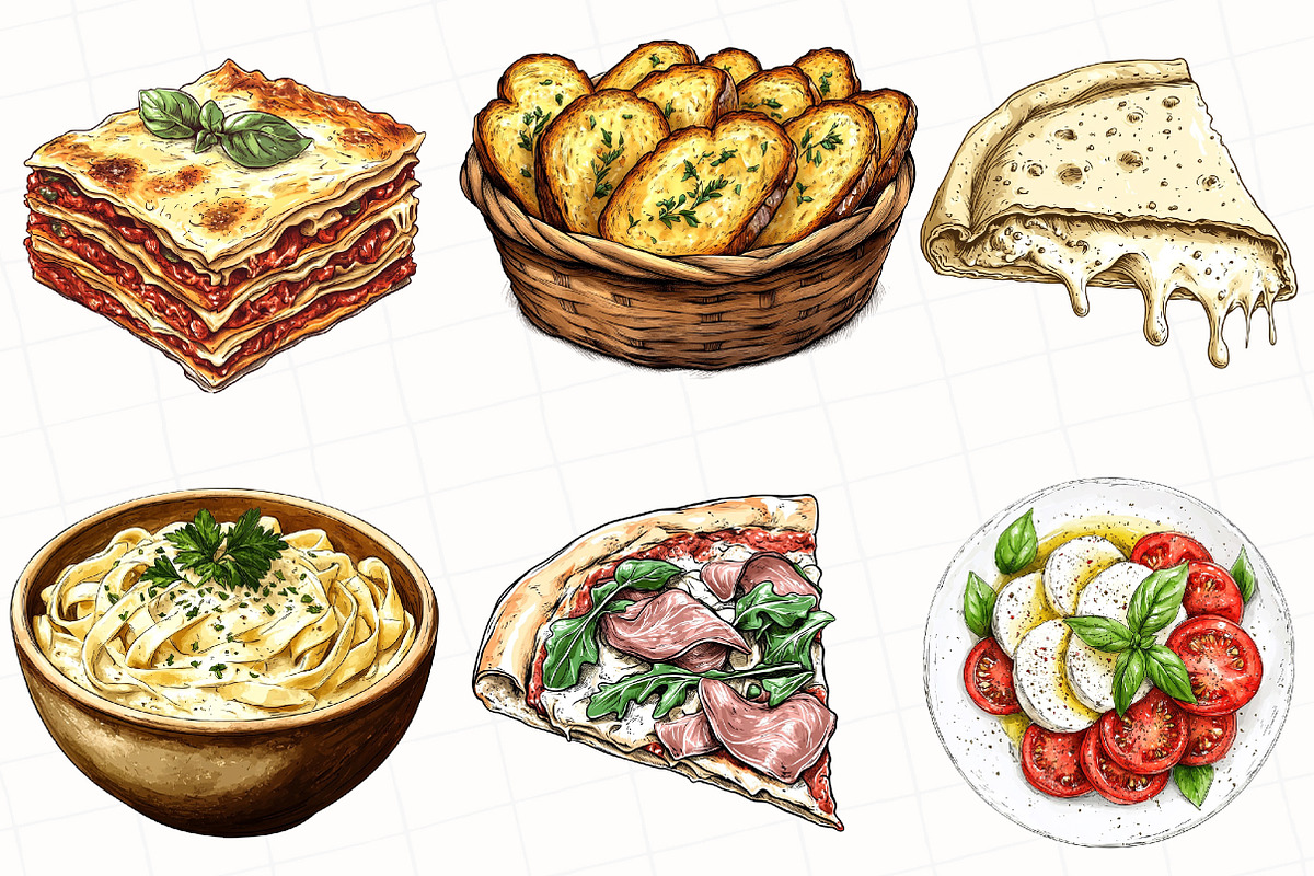 Hand Drawn Italian Food Clipart, an Illustration by OK Design (Photo 4 of 5)
