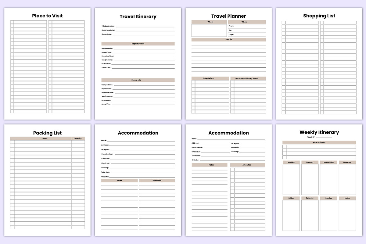 Travel Planner Bundle Canva Kdp, a Stationery Template by Mustafiz (Photo 4 of 5)