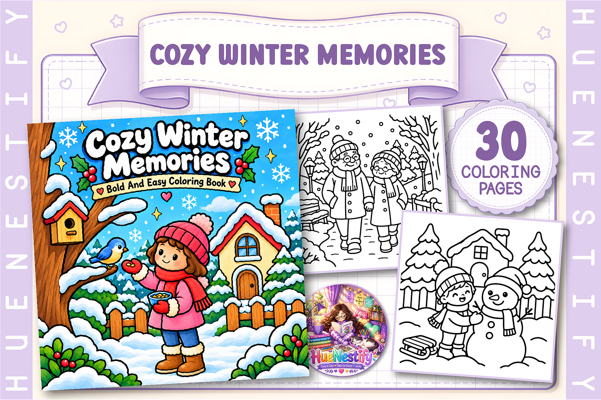 Cozy Winter Memories Coloring Book, a Seasonal Illustration by HueNestify (Photo 1 of 4)