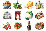 Watercolor Italian Food Clipart, an Illustration by Libby Wishes (Thumbnail 2 of 6)
