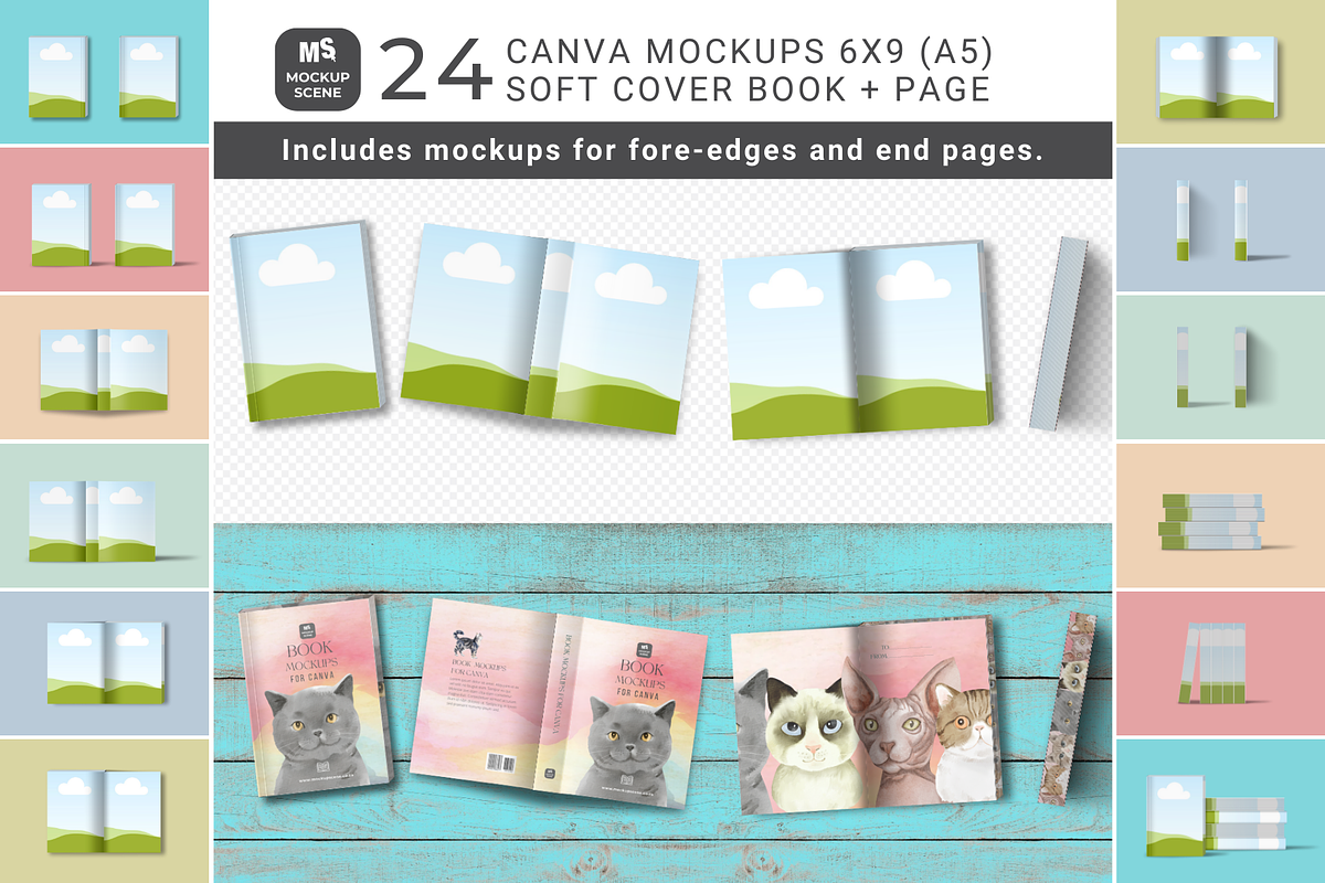 Book Mockup Kit for Canva Soft Cover, a Books & Magazine Mockup by Mockup Scene (Photo 1 of 11)