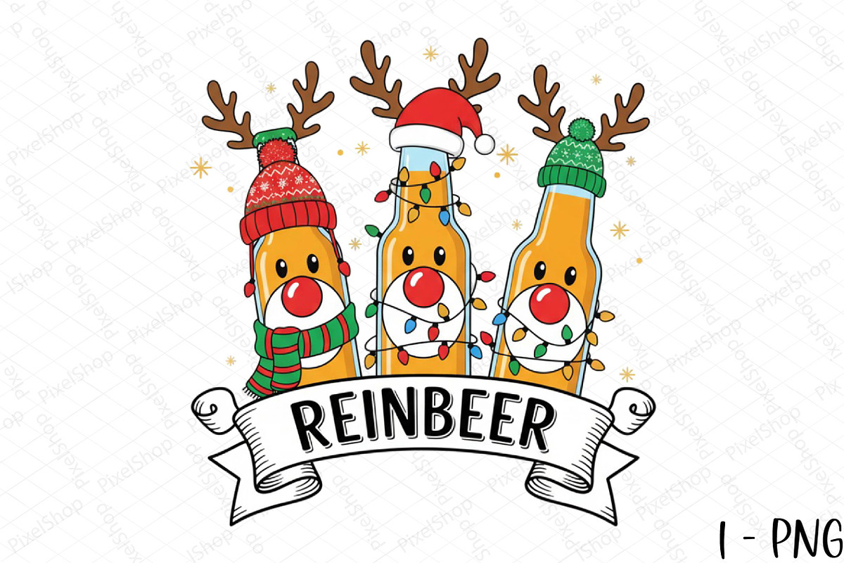 Merry Christmas Reinbeer Beers Png, an Illustration by DreamPrint404 (Photo 1 of 7)