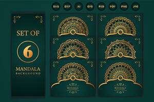6 Luxury mandala background set