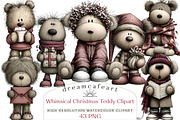 Whimsical Christmas Teddy Clipart, an Illustration by DreamCafeArt (Thumbnail 1 of 6)