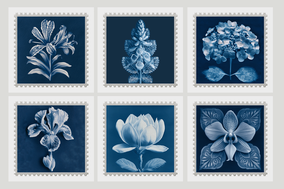 Lupa Co · Cyanotype Botanical Stamps, a Texture Illustration by milatovar (Photo 3 of 18)