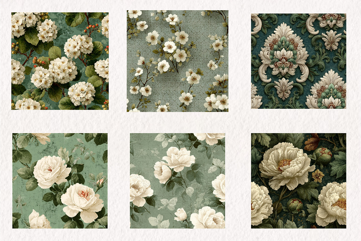 Vintage Green Scrapbook Paper, an Illustration by CreationArt (Photo 3 of 4)