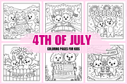 Us 4th July Coloring Pages For kids, a Seasonal Illustration by Coco Bloom (Thumbnail 1 of 3)