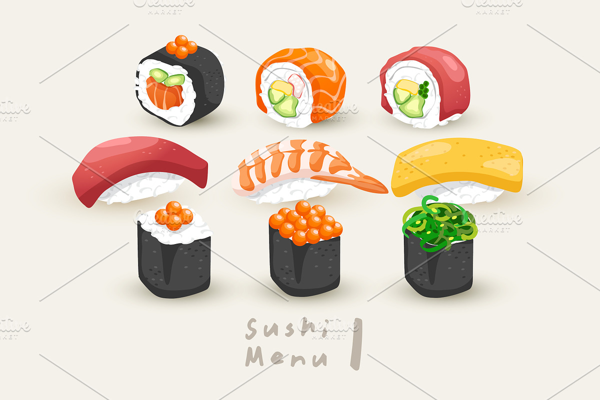 Big Set of Sushi Rolls 1, a Decorative Illustration by Daraon