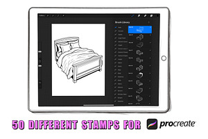 50 Bed Procreate Stamps Brushes