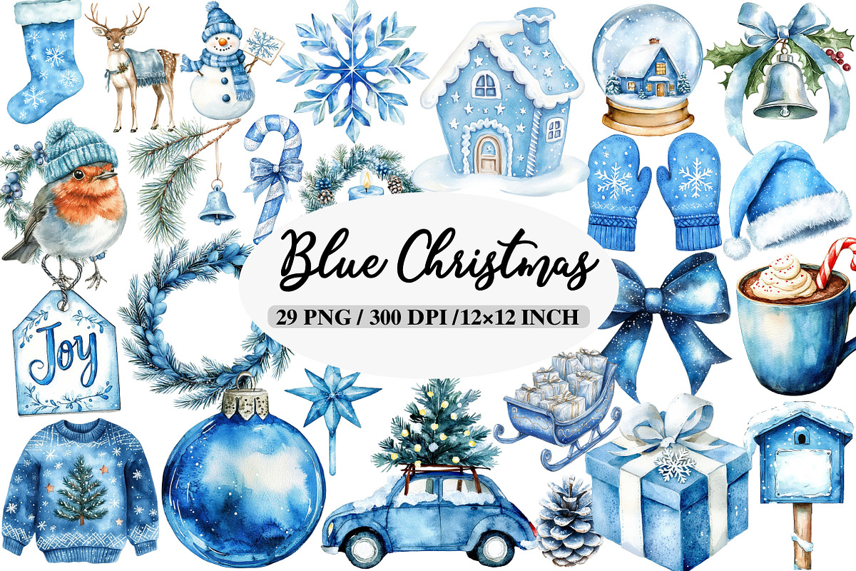 Blue Christmas Clipart, an Illustration by Daily.Designs (Photo 1 of 5)