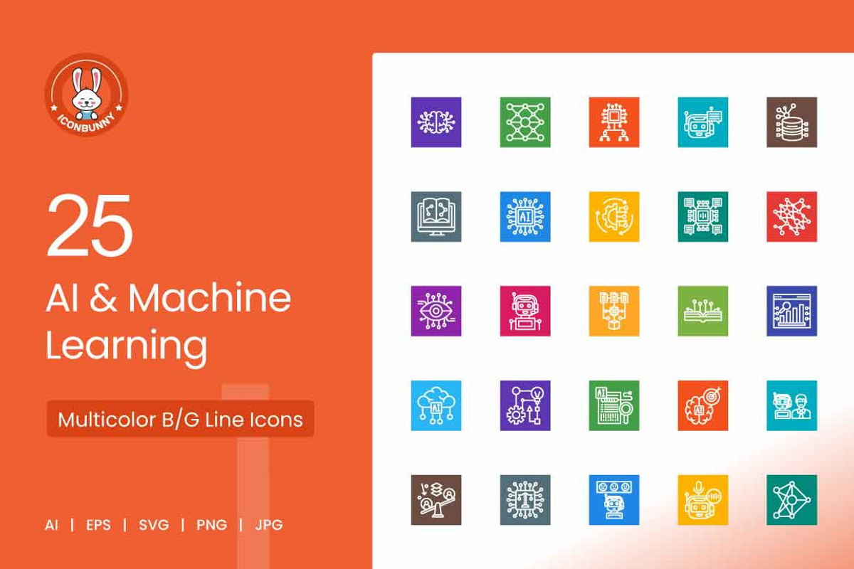 25 AI & Machine Learning Icons, an Icon by IconBunny