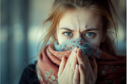 Young woman in warm scarf, a Person Photo by Ylivdesign