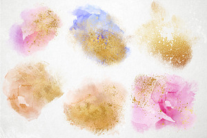 Watercolor Splashes With Gold Dust