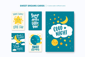 Sweet dreams cards set, a Decorative Illustration by Good Studio