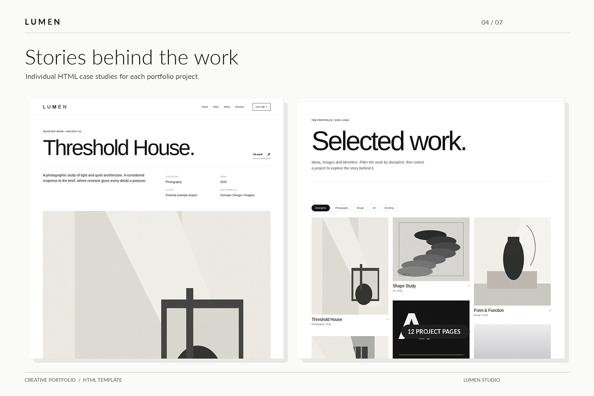 LUMEN - Creative Portfolio HTML, a HTML Template by Darweish Designs (Photo 4 of 7)