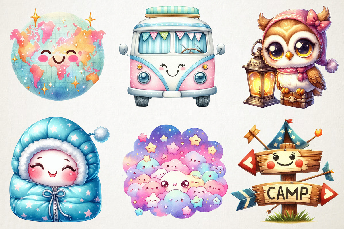 Kawaii Camping Clipart, an Illustration by RobertsArt (Photo 5 of 7)