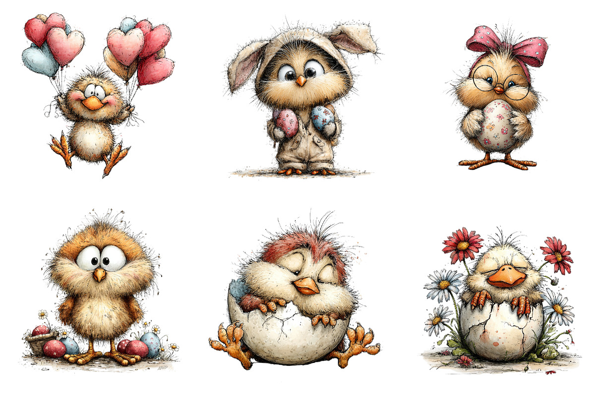 Whimsical Easter Chicken Clipart, an Illustration by CreationArt (Photo 3 of 6)