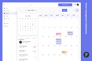 Calendar and Schedule dasboard, an UI Kit Template by anchor_point_heshan