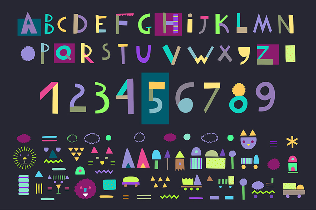 Geometric alphabet + some shapes, an Illustration by Lera Efremova