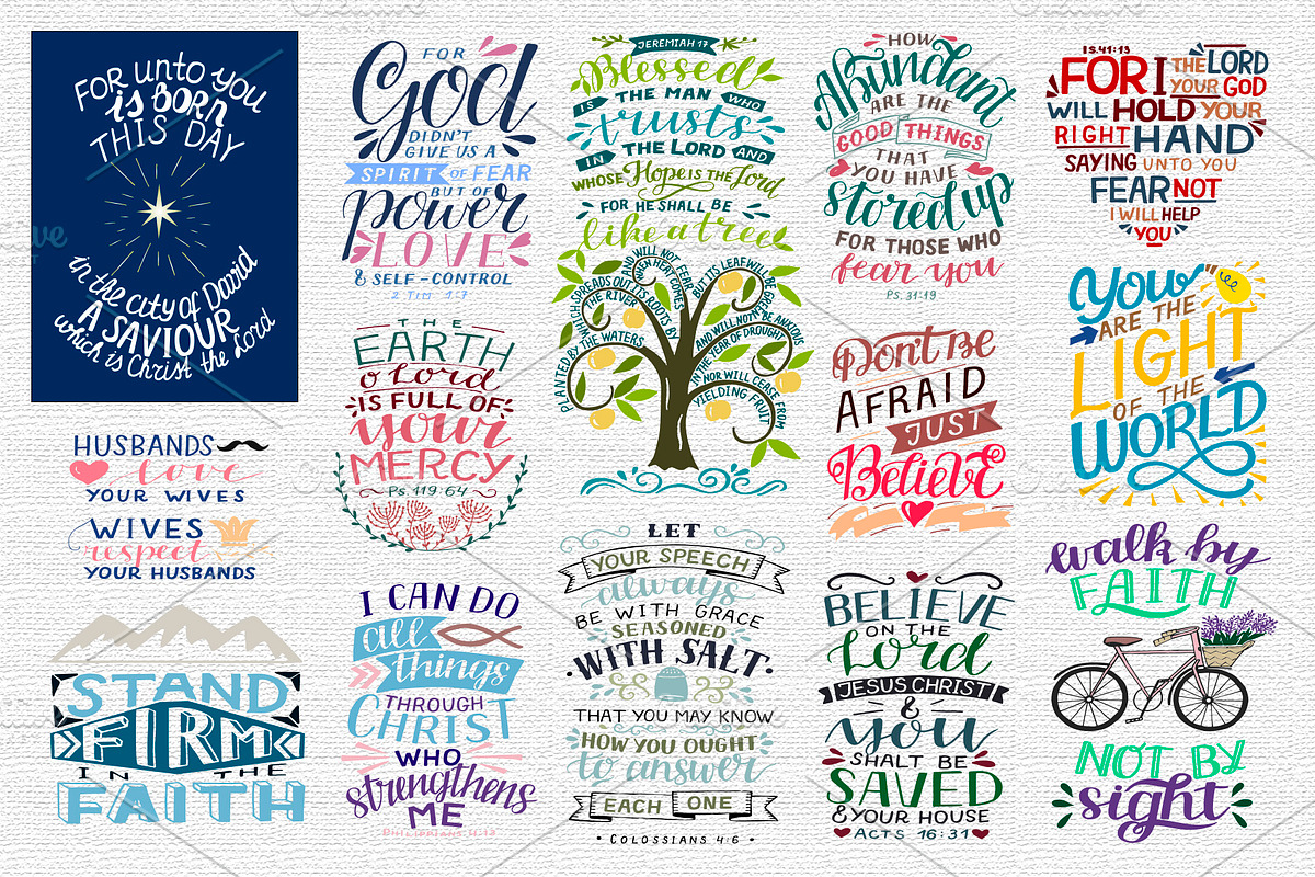 BUNDLE 64 BIBLE VERSES, an Illustration by Ola-la-la (Photo 2 of 12)