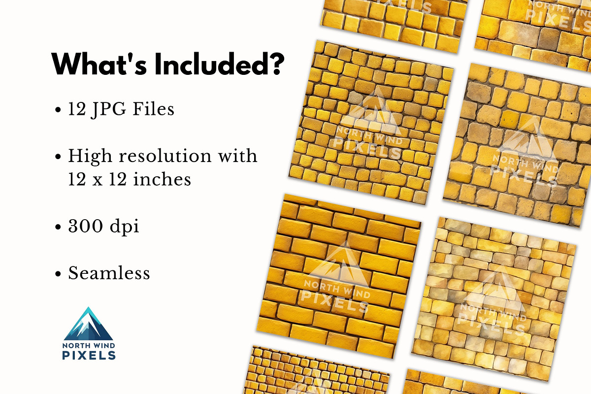 12 Yellow Brick Road Patterns, a Pattern Graphic by NorthWindPixels (Photo 3 of 4)