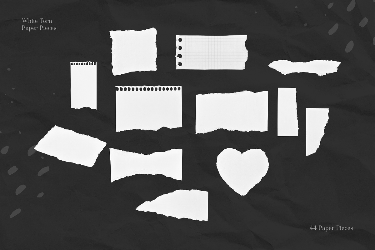 44 White Ripped Paper Pieces, a Texture Graphic by Ksuview (Photo 5 of 5)