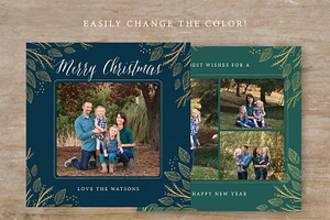 Gold Christmas Card Template 5x5