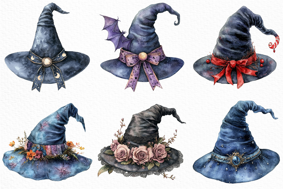 Watercolor Halloween Witch Hat PNG, an Illustration by Craft Nest (Photo 2 of 6)
