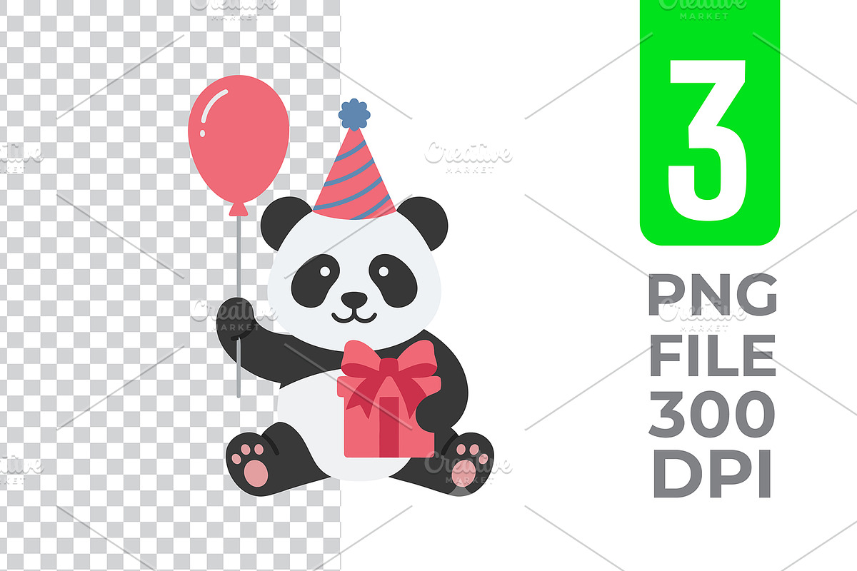Party Panda Vector Trio Pack, an Object Graphic by Artonix (Photo 3 of 3)