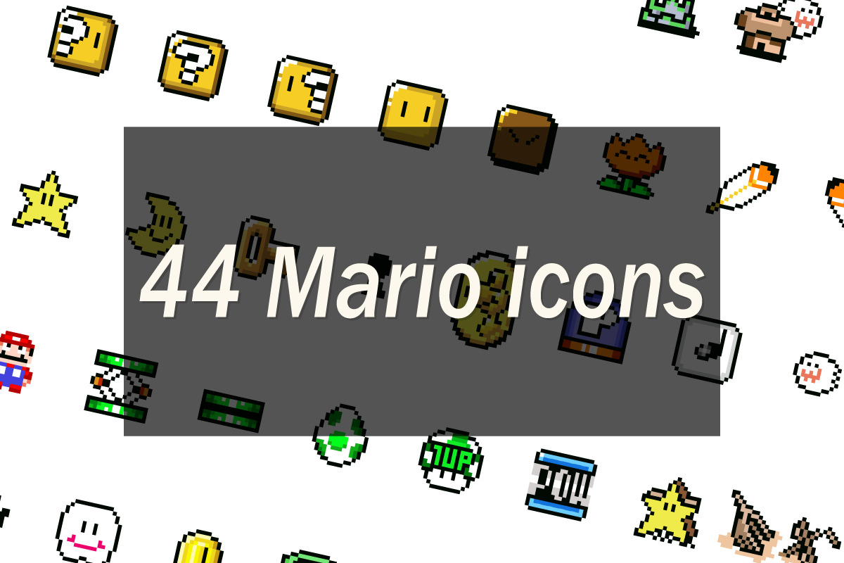 40+ game elements from Super Mario 1, an Illustration by MarkoBabii (Photo 2 of 2)