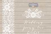 Vector wedding peony lace border, an Illustration by burlapandlace (Thumbnail 1 of 5)