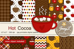 Hot Cocoa Digital Papers and Clipart, a Pattern Graphic by JennyL Designs