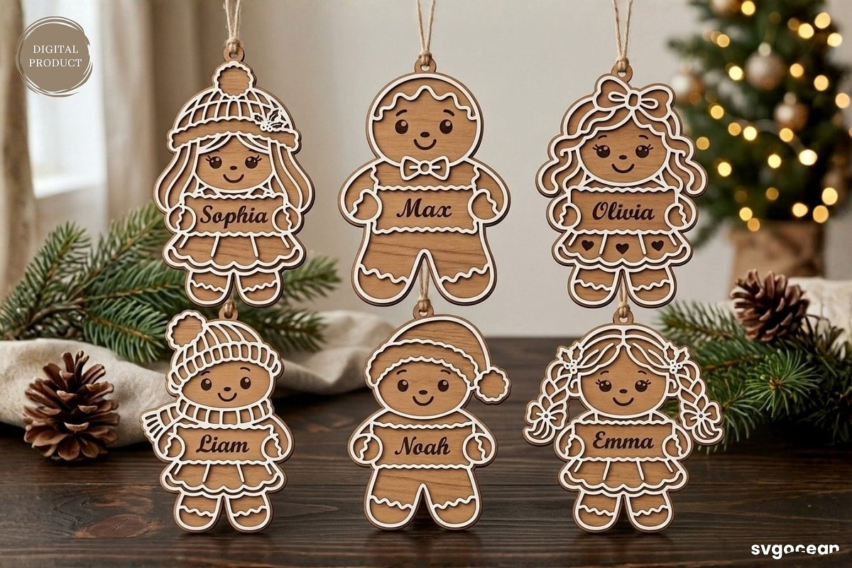 Personalized Gingerbread Ornaments, a Decorative Illustration by svgocean (Photo 2 of 14)