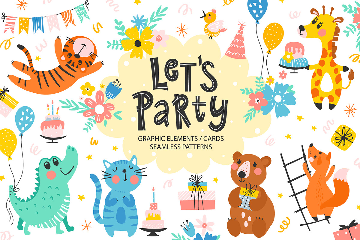 Cute Animals Birthday Greetings, an Animal Illustration by rosypatterns (Photo 1 of 6)