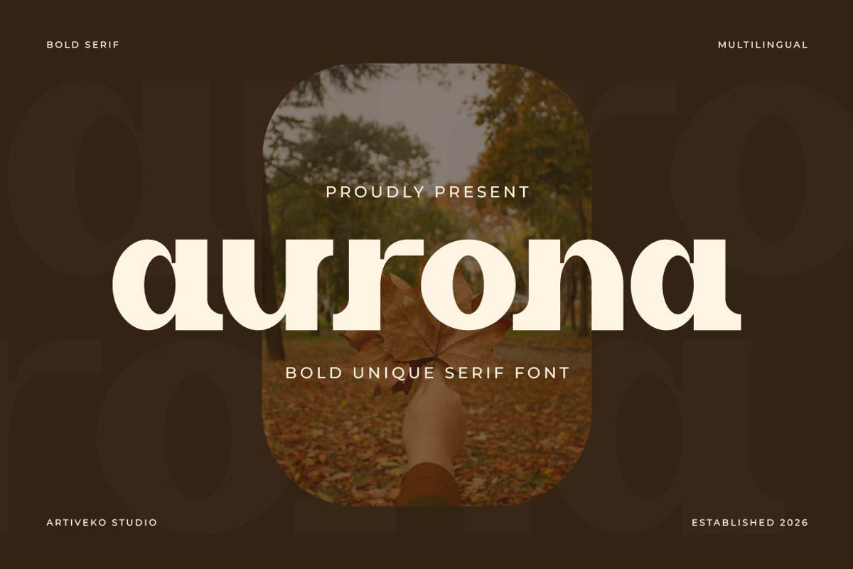 Aurona – Bold Creative Serif, a Serif Font by Artiveko (Photo 1 of 8)