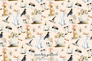 coquette halloween seamless pattern
