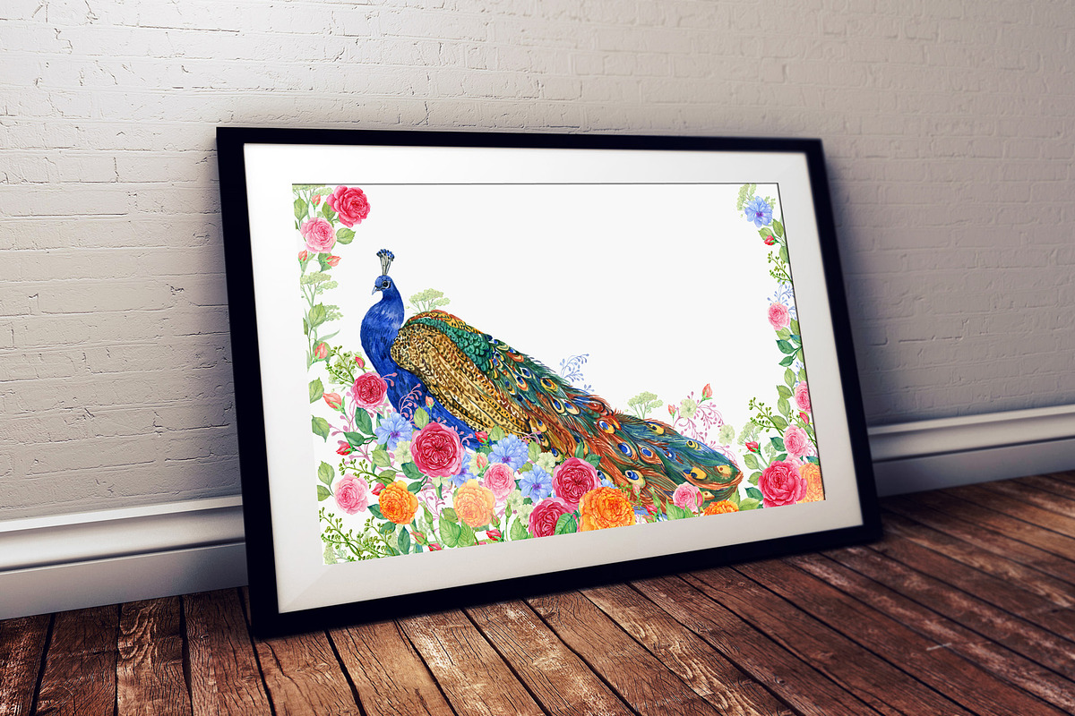 Peacocks and flowers/watercolor, an Illustration by MitrushovaArt (Photo 4 of 7)
