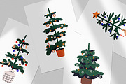 Christmas trees with decorations set, a Seasonal Illustration by Good Studio (Thumbnail 2 of 2)