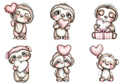 Whimsical Quirky Valentine Sloth PNG, a Graphic by CraftArtStudio (Thumbnail 2 of 6)