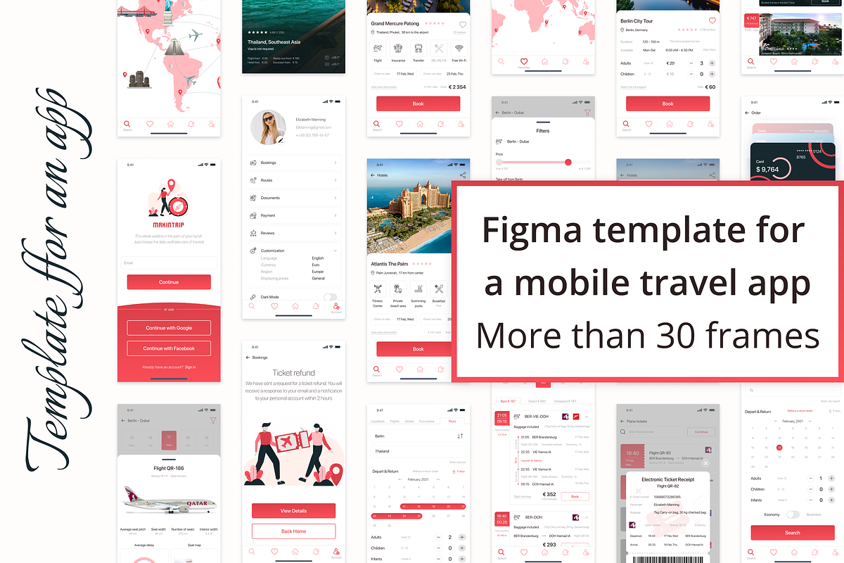 Template layouts for an app. Figma, an App Template by uiux_Marty (Photo 1 of 4)